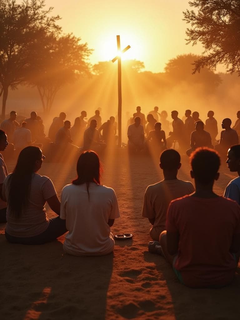 Missionary sharing the Gospel with a group of people