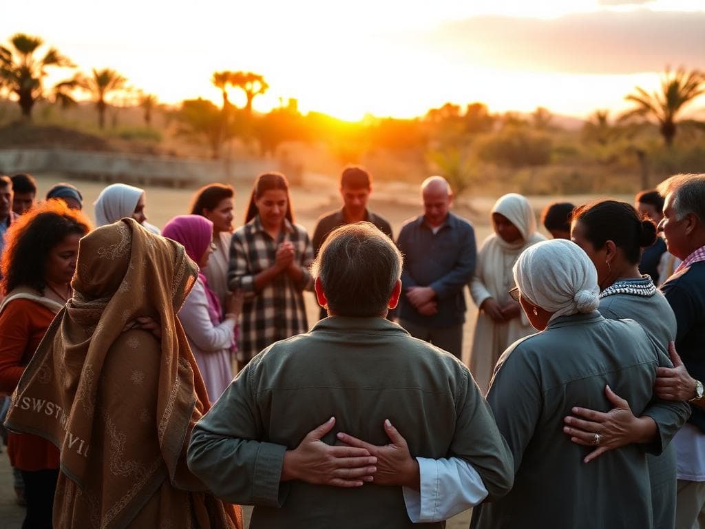 Partners standing together in prayer